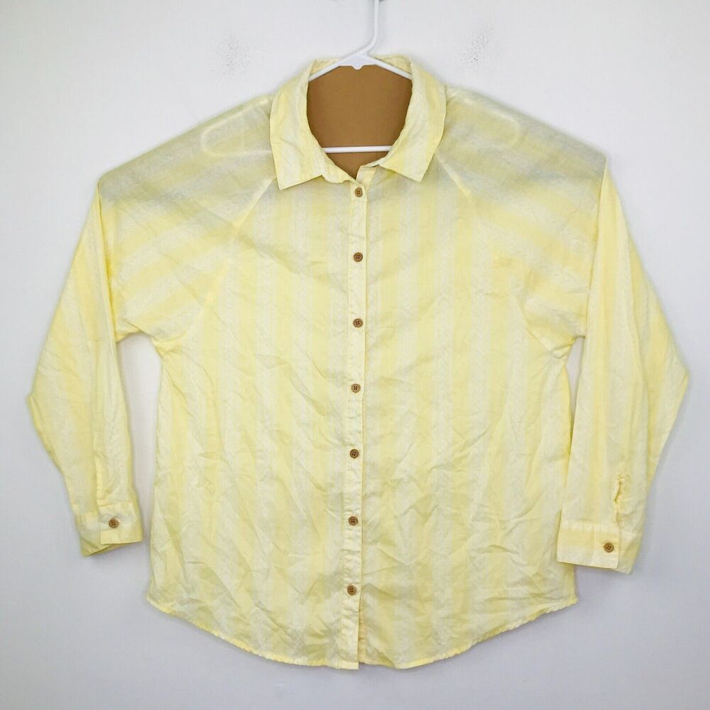 BKE Men's Large Shirt Yellow Chevron Print Eased Fit Long Sleeve Button Up BJ23